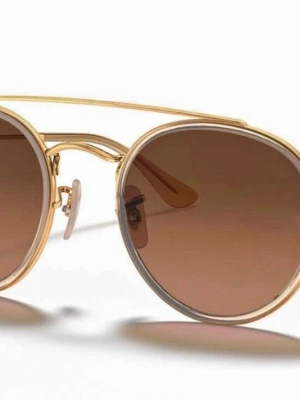 Ray-Ban Round Double Bridge RB3647N Brown & Gold Sunglasses - gorgeous, like new